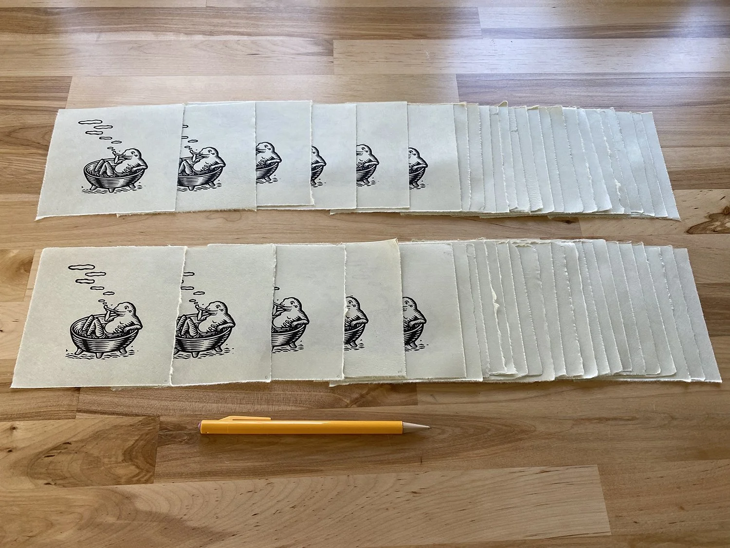 Mini frog, linocut on paper — Kathleen Neeley